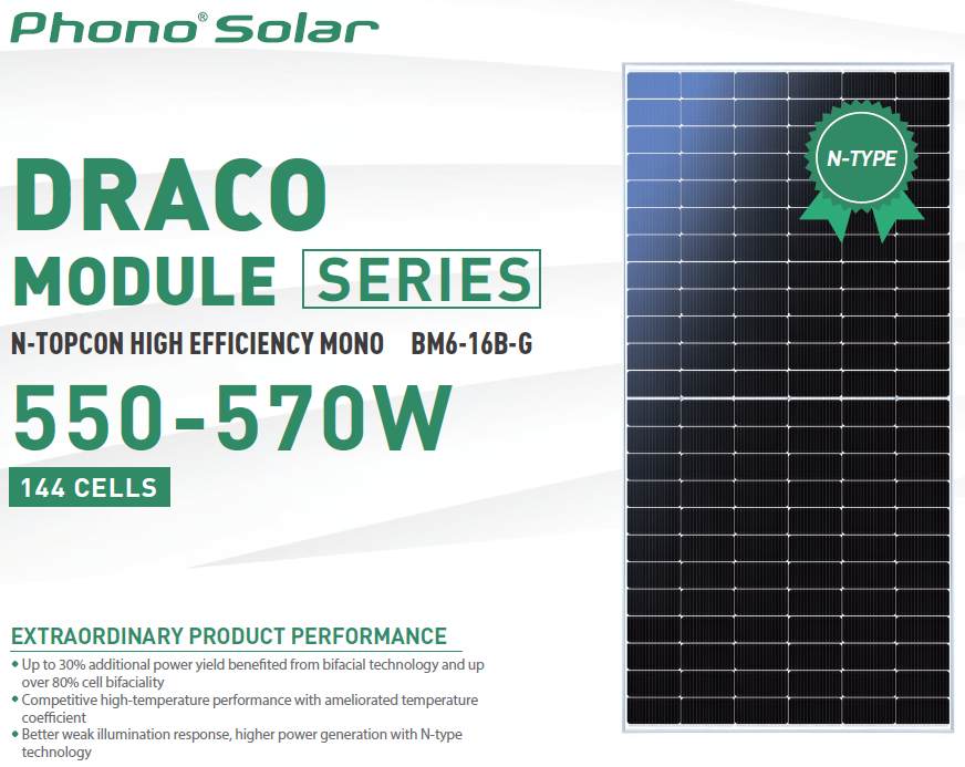 Phono Solar Draco 560Wp PS560M7GFH-24