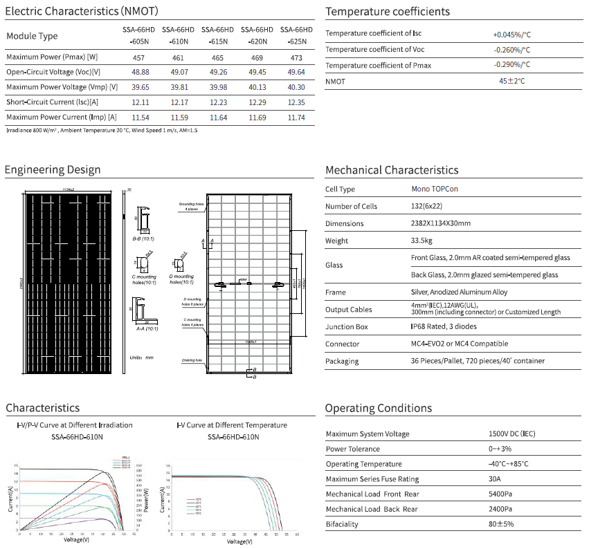 Solar Space 630wp SSA-66HD Silver Frame