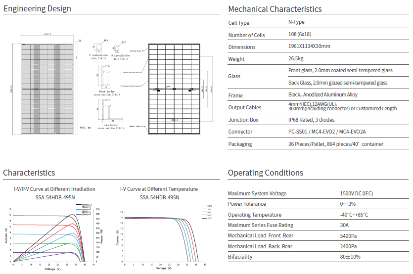 Solar Space 500wp SSA-54HDB Anti-Reflection All Black